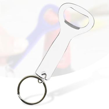 Imagem de Abridor de garrafa de aço inoxidável com chaveiro, abridor de tampa de garrafa de cerveja portátil para restaurante, barman e cozinha (prateado)