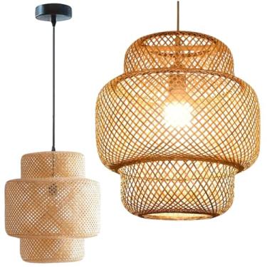 Imagem de Gimpo, Luminária Pendente 50cm Lustre Teto Bambu Natural Gimpo KJDD-E-652-50CM