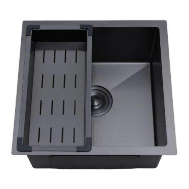 Imagem de Cuba Gourmet para Cozinha Aço Inox 304 Texturizado 44x44cm Preto Teren