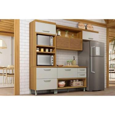 Imagem de Cozinha Modulada Nesher Princesa 3 Peças (1aéreo+1balcão+1paneleiro) C6p63 Freijo-off White-nesher