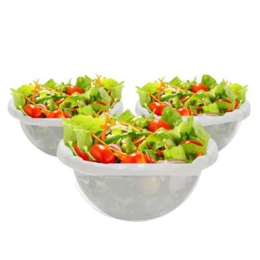 Imagem de 3 Saladeira 5l Plastico Bacia Multiuso Grande Salada - LTG, Transparen