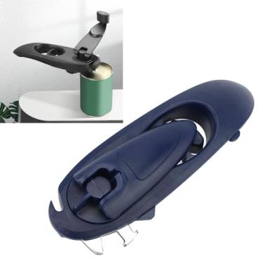 Imagem de Abridor de latas multifuncional 8 em 1, abridor de latas com alça giratória de aço inoxidável, magnético, borda lisa, para abertura sem esforço, garrafa, cortador para acampamento, (azul 69 x 38 x 35