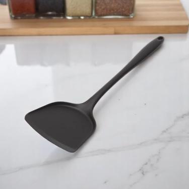 Imagem de Generic Espátula de cozinha cobertura total pá 75 g lavável na lava-louças silicone preto 32,5 x 10 cm