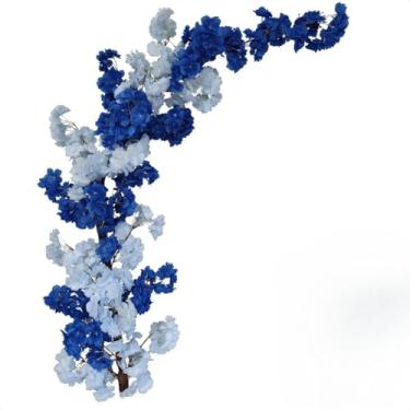 Imagem de Planta Artificial, Flores Artificiais Jardim Vertical Cerejeira Muro Inglês Pendente(Direita Azul)