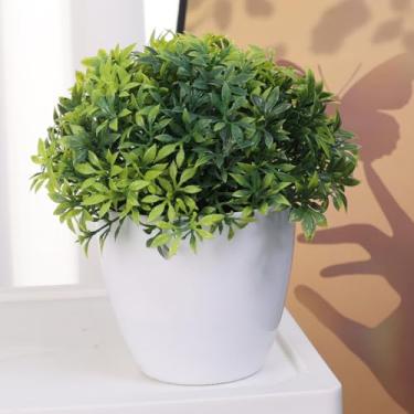 Imagem de Bonsai artificial com folha de bambu para decoração de mesa de trabalho verde planta falsa bonsai decoração artesanato