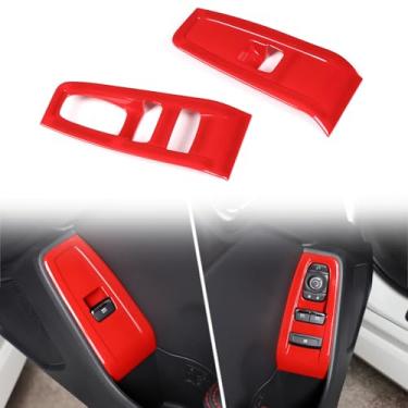 Imagem de Capa de painel de botão de elevação de porta de carro interior de fibra de carbono acessórios compatíveis com Subaru BRZ Scion FR-S Toyota 86 (vermelho)