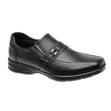 Imagem de Sapato Confort Social Masculino Couro Ortopédico Preto 5040 (Preto, BR, Adulto, Numérico, 46)