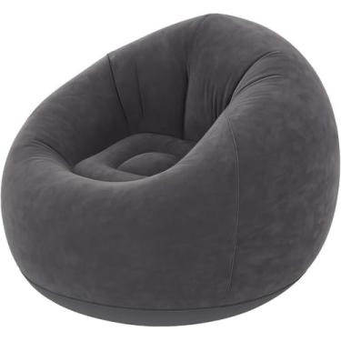 Imagem de Sofá Poltrona Puff Inflável Deluxe Aveludado Gigante - Impermeável, 100kg, Bomba Inclusa, Conforto Interno, Design Moderno e Portátil