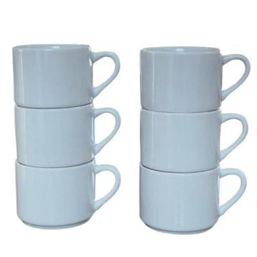 Imagem de Kit Jogo 6 Xícaras de Café/Chá 200ml Semi-Empilháveis em Porcelana Bra