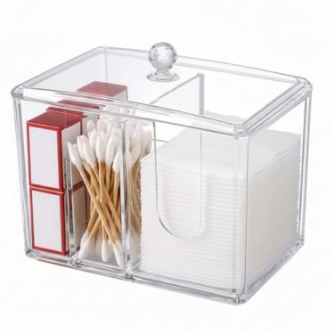 Imagem de Organizador Porta Algodão Cotonete Tampa 4 Compartimentos Multiuso Banheiro em Acrilico