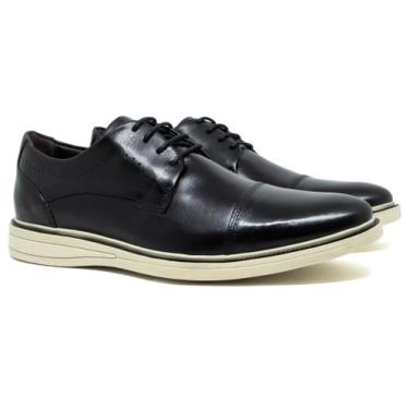 Imagem de Sapato Masculino Casual Com Cadarço Democrata Couro Conforto, Preto, 4
