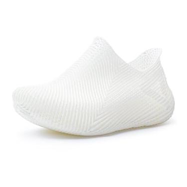 Imagem de PEAK Tênis unissex estampado em 3D para homens e mulheres, sapatos sem cadarço, Branco, 36
