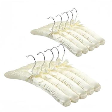Imagem de Wonafa 10 cabides acolchoados de cetim para roupas femininas, cabides de suéter sem batidas, ganchos acolchoados antiderrapantes para suéteres, para roupas, suéteres, vestidos e ternos (10, bege)