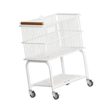 Imagem de AFXGUSD Trote com Bicicleta, Carrinho de Armazenamento, Prateleiras de Armazém, Estantes Móveis, Carrinho de Armazenamento para Mesa Lateral de Sofá Na Bicicl, Branco 2 camada