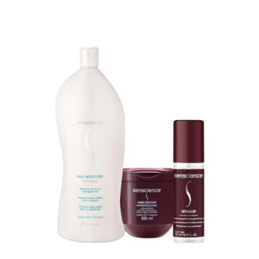 Imagem de Kit Senscience Silk Moisture Inner Detangler Shampoo Máscara Leave-in (3 produtos)