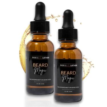 Imagem de BASK & LATHER Beard Magic Growth Oil para homens, ajuda a estimular o crescimento e a suavidade do cabelo, óleo de barba natural para manchas calvas e barbas irregulares ou finas, suporta uma barba