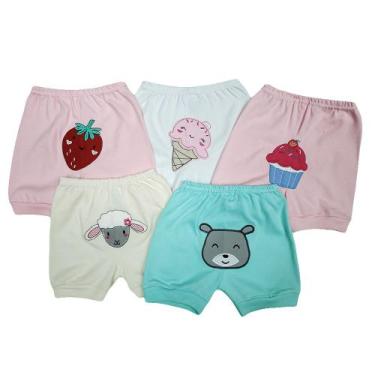 Imagem de Kit 5 Peças Short De Bebê Bumbum Bordado Com Punho Menina - Koala Baby