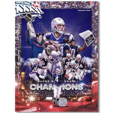 Imagem de WHZKCYH Pôster Rugby Patriots Team Champions para fãs crianças festa de aniversário Gitfs-Tom Brady-Drake Maye pôsteres-impressão em tela para decoração de quarto de menino futebol americano