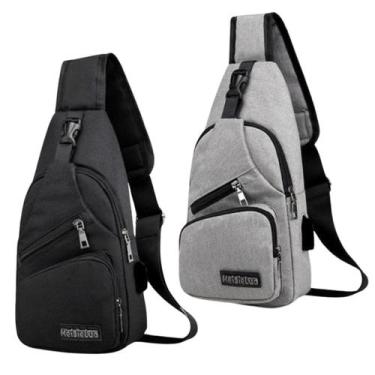 Imagem de Bolsa Transversal Lateral Unissex com USB  Ideal para Dia a Dia, Viage