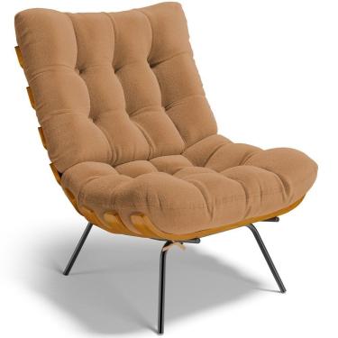 Imagem de Poltrona Decorativa Sala De Estar Costela L02 Bouclê Mostarda - Lyam Decor