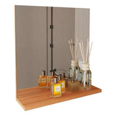 Imagem de Espelheira Para Banheiro 1 Prateleira Bn3642 Amendoa Tecno Mobili Amendoa