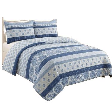 Imagem de Kit Cobre Leito Colcha Queen Boutik Dupla Face - Estampa 45 - 100% Poliéster