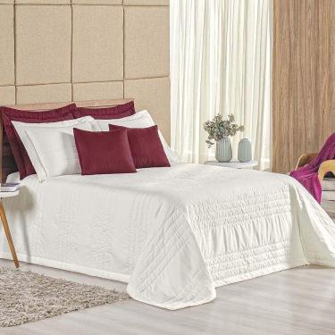 Imagem de Kit Cobre Leito Colcha Dobby Queen 3 Peças Matelado 180 Fios - Marfim