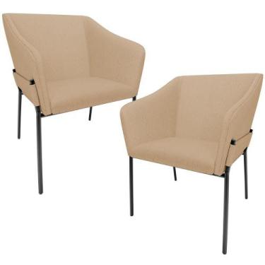 Imagem de Kit 2 Cadeiras Para Sala De Jantar Estar Living Olívia L02 Linho Bege 