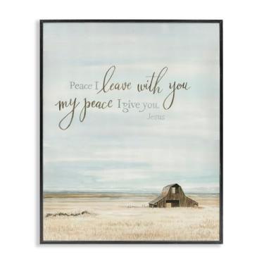Imagem de Stupell Industries Arte giclée emoldurada preta Leave with Peace Barn, design de Cindy Jacobs, 76 x 61 cm