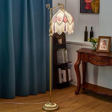 Imagem de Luminária de chão francesa de luxo com franjas, LED, estilo retrô americano, para sala de estar, sofá, quarto, escritório, casa de campo, hotel, estilo campestre europeu, luminária decorativ