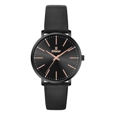 Imagem de Relógio feminino analógico simples e elegante à prova d'água com movimento de quartzo japonês. Um relógio diário versátil, L - preto, ouro rosa