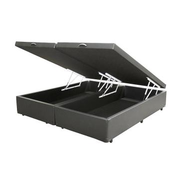 Imagem de Cama Box Baú Casal Bipartido Loja Xerife Sintético Cinza 41x138x188