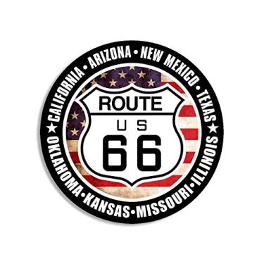 Imagem de Placa American Vinyl Round US Route 66 com todos os 8 estados adesivos (rv Ride Road Travel Historic)