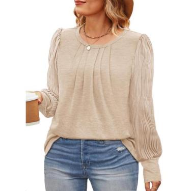 Imagem de Blusa feminina Eytino, tamanho grande, manga comprida, gola redonda, 5