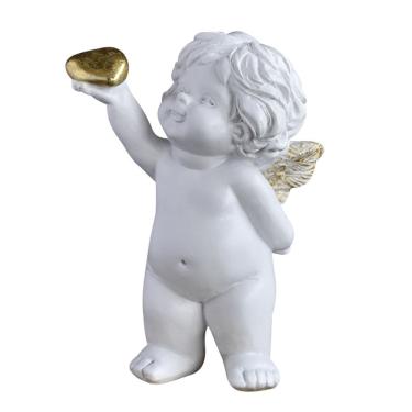 Imagem de Estatueta de resina com estátuas de anjo Cupido de 13 cm com asas douradas