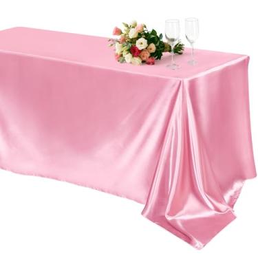 Imagem de Toalha de mesa de cetim toalha de mesa 147 x 250 cm toalha de mesa de seda brilhante retangular toalha de mesa de jantar tecido decoração de mesa de cetim para artigos de festa de aniversário de