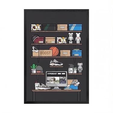 Imagem de Mofesun Cartazes de sapatos, pôster de tênis Hypebeast, arte de parede de prateleira de tênis, decoração de quarto Hypebeast, decoração de arte de parede para quarto de meninos e meninas, coleção de