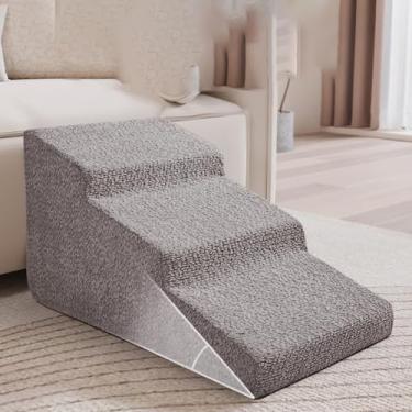 Imagem de Rampa E Degraus De 3 Níveis Para Cães E Gatos, Escadinha Antiderrapante Para Ambientes Internos, Ideal Para Animais Idosos Ou Com Dores Nas Articulações,Cinza(15.7" x 31.5" x 18.9")