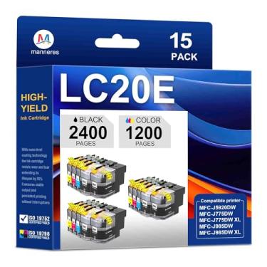 Imagem de MANNERES Cartuchos de tinta LC20E pacote com 15 unidades de substituição para Brother LC-20E LC20EXXL cartuchos de tinta use com impressora MFC-J985DW MFC-J5920DW MFC-J775DW (6preto, 3ciano, 3magenta