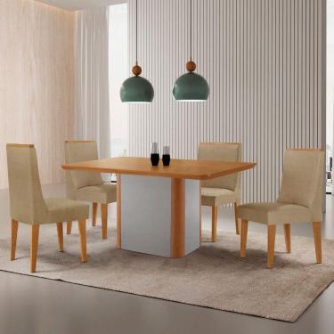 Imagem de Mesa De Jantar Isadora 120cm Tampo Mdf Laminado Turim 07 Off White