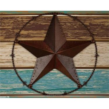 Imagem de WUIVCTR Paint by Numbers on Canvas Kits de pintura acrílica simples faça-você-mesmo 40 x 50 cm estrela do oeste do Texas no campo tábua de madeira pintura de desenho de parede sem moldura decoração