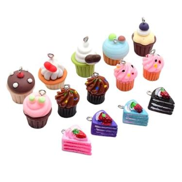 Imagem de ARTISAMILY 24 pingentes de resina para bolo, fofo, comida, bolo, pingente, brinco, berloques, 12 estilos, mini chaveiro, pulseira, berloques, enfeite para pendurar 14-26 mm para colar, joias