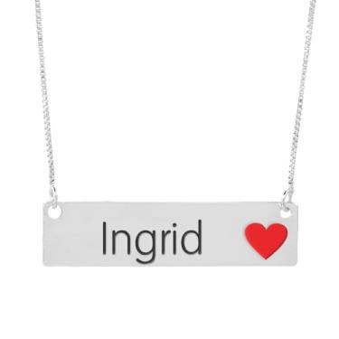 Imagem de Colar Semijoia Nome Personalizado Coração Resinado Ingrid Banhado em Prata 1000-999001852