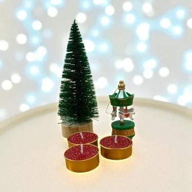 Imagem de kit decoração de natal Mini Arvore de natal, carrossel e vela de natal