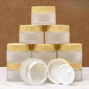 Imagem de Kit 10 Mini Potes Vidro Tampa Efeito Bambu Frascos Cosmético Creme Vela Aromática Lembrancinha 80g(10 Pequenos (30G))