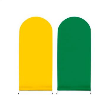 Imagem de Painel Romano Liso Dulpla Face 2mx1m Sistema Veste Fácil (VERDE E AMARELO)
