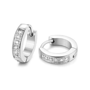 Imagem de CHARIFIN Brincos masculinos de aço inoxidável antialérgico, piercing de cartilagem, zircão cúbico, brincos de argola de ouro e prata, conjunto de brincos masculinos, Aço inoxidável, Zircônia cúbica