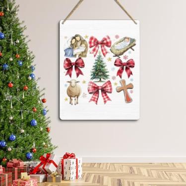 Imagem de Placa para decoração de porta de Natal, decoração de inverno, sazonal, arte de parede, decoração de Feliz Natal, decoração de Natal para varanda interna externa, porta da frente, cafeteria, 23 x 18 cm