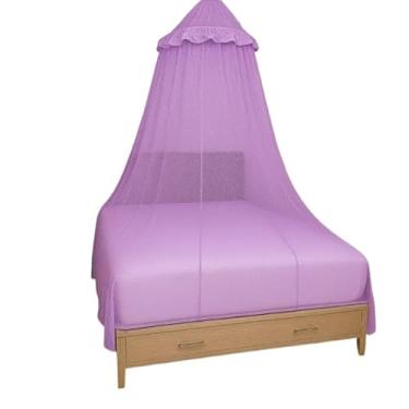 Imagem de Mosquiteiro de Teto Rendinha Casal, Queen e Solteiro com Elástico – Proteção Contra Mosquitos e Toque Decorativo(Lilás,Queen)