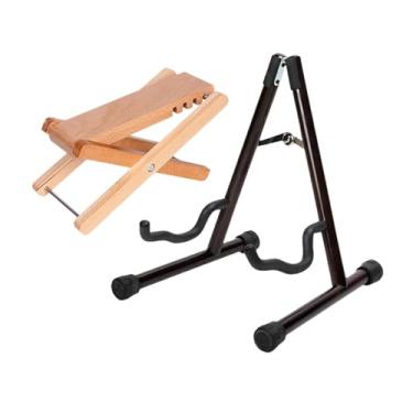 Imagem de menolana Ukulele suporte ukulele e violino rack pedal portátil profissional guitarra suporte de chão para guitarras folk guitarra accs, Noz Escura